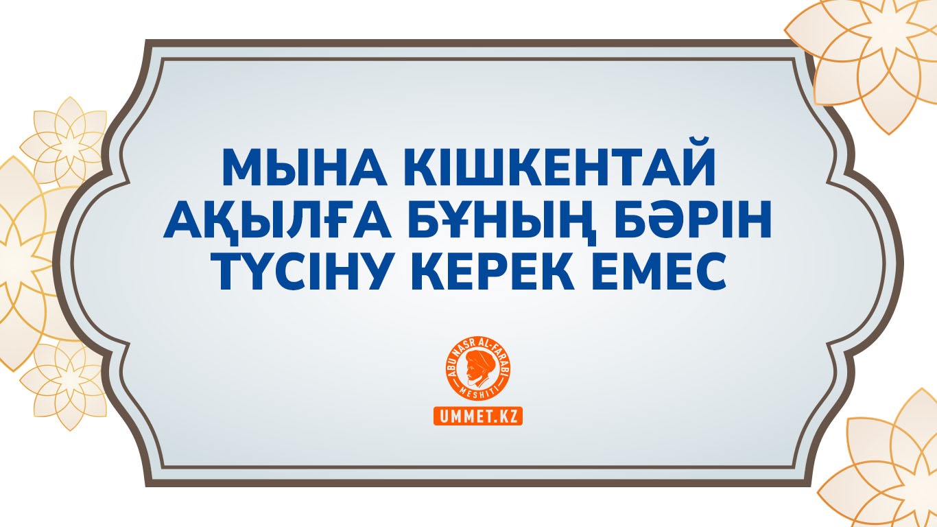 Мына кішкентай ақылға бұның бәрін түсіну керек емес